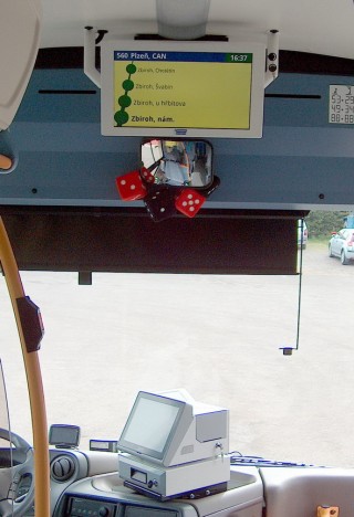 Pic. no.1: Placement of the system in a vehicle - the EPIS 5FCC checking system and the VCS 185A LCD panel.